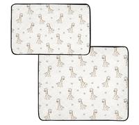 Grckit Cartoon Giraffe Pattern Pee Pads for Dogs, 2-Pack Washable Puppy Pads Reusable Dog Pee Pad Non-Slip Training Pads for Potty, Crate, Bed, 24x36in + 36x42in