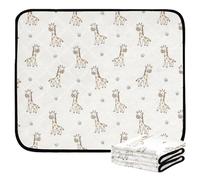 Grckit Cartoon Giraffe Pattern Pee Pads for Dogs, 3-Pack Washable Puppy Pads Reusable Dog Pee Pad Non-Slip Training Pads for Potty, Crate, Bed, 20x24in