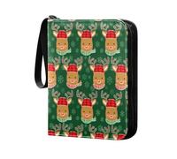 Grckit Cartoon Reindeer Card Binder 4-Pocket, 400 Pockets Trading Cards Holder Games Card Albums Storage Organizer Case for Football, Baseball Cards
