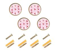 Grckit Cherry Bow Hearts Round Drawer Knobs 1.26 Inch/32mm Drawer Pulls Cabinet Dresser Handles for Kitchen Cabinet Dresser Drawer Hardware, 4-Pack