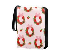 Grckit Christmas Wreath Bows Card Binder 4-Pocket, 400 Pockets Trading Cards Holder Games Card Albums Storage Organizer Case for Football, Baseball Cards