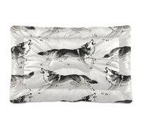 Grckit Cozy Dog Bed Mat for Sleeping, 18"x24" Non-Slip Machine Washable Pet Pad for Crates, Floor & Sofa (Howling Wolf)