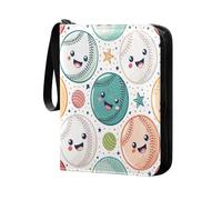 Grckit Cute Baseballs Card Binder 4-Pocket, 400 Pockets Trading Cards Holder Games Card Albums Storage Organizer Case for Football, Baseball Cards