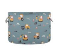 Grckit Cute Digger Laundry Basket Extra Large Storage Basket 20" x 14" Blanket Basket Toy Basket Decorative Cotton Rope Handle Laundry Hamper