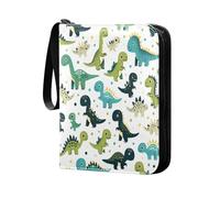 Grckit Cute Dinosaur Pattern Card Binder 4-Pocket, 400 Pockets Trading Cards Holder Games Card Albums Storage Organizer Case for Football, Baseball Cards