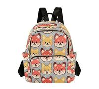 Grckit Cute Fox Faces Backpack for Women, 14L Lightweight Small Daypack with Zipper Pockets for Work Travel