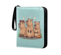 Grckit Cute Funny Capybaras Card Binder 4-Pocket, 400 Pockets Trading Cards Holder Games Card Albums Storage Organizer Case for Football, Baseball Cards