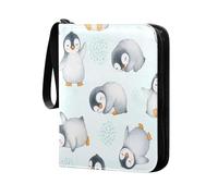 Grckit Cute Penguins Card Binder 4-Pocket, 400 Pockets Trading Cards Holder Games Card Albums Storage Organizer Case for Football, Baseball Cards