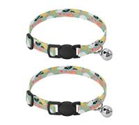 Grckit Cute Summer Ghost Dog Collars 2 Pack with Bell Soft Adjustable Pet Collar for Small Dogs and Cats with Safety Buckle