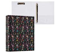 Grckit Disco Bones 3-Ring Binder 1.5 Inch 1 Pack Round Ring Binder Holds 200 Sheets with 3 Inside Pockets for Office Home Organization