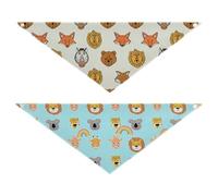Grckit Dog Bandanas with Snap Button, Soft Breathable Animal Faces Animal Faces Pet Scarf for Small Medium Large Dogs & Cats, 30" Washable Dog Bibs Kerchief Accessories
