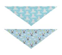 Grckit Dog Bandanas with Snap Button, Soft Breathable Arctic Bears Pattern Adorable Pandas Pattern Pet Scarf for Small Medium Large Dogs & Cats, 30" Washable Dog Bibs Kerchief Accessories