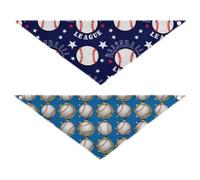 Grckit Dog Bandanas with Snap Button, Soft Breathable Baseballs Baseballs Stars Blue Pet Scarf for Small Medium Large Dogs & Cats, 20.2" Washable Puppy Bibs Kerchief Accessories
