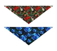 Grckit Dog Bandanas with Snap Button, Soft Breathable Beautiful Vibrant Flowers Blue Soccer Balls Pet Scarf for Small Medium Large Dogs & Cats, 25.1" Washable Dog Bibs Kerchief Accessories