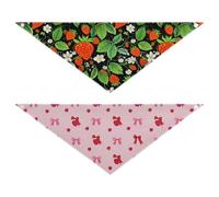 Grckit Dog Bandanas with Snap Button, Soft Breathable Berry Bliss Berry Bow Motif Pet Scarf for Small Medium Large Dogs & Cats, 20.2" Washable Puppy Bibs Kerchief Accessories