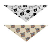 Grckit Dog Bandanas with Snap Button, Soft Breathable Black White Bears Big-eyed Hippos Pattern Pet Scarf for Small Medium Large Dogs & Cats, 20.2" Washable Puppy Bibs Kerchief Accessories