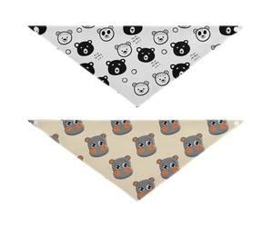 Grckit Dog Bandanas with Snap Button, Soft Breathable Black White Bears Big-eyed Hippos Pattern Pet Scarf for Small Medium Large Dogs & Cats, 20.2" Washable Puppy Bibs Kerchief Accessories