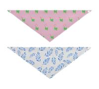 Grckit Dog Bandanas with Snap Button, Soft Breathable Candy Cane Pink Blue Watercolor Leaves Pet Scarf for Small Medium Large Dogs & Cats, 25.1" Washable Dog Bibs Kerchief Accessories