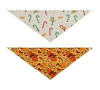 Grckit Dog Bandanas with Snap Button, Soft Breathable Candy Cane Pumpkin Harvest Pattern Pet Scarf for Small Medium Large Dogs & Cats, 20.2" Washable Puppy Bibs Kerchief Accessories