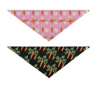 Grckit Dog Bandanas with Snap Button, Soft Breathable Carrots Daisies Pink Carrots Black Pet Scarf for Small Medium Large Dogs & Cats, 30" Washable Dog Bibs Kerchief Accessories