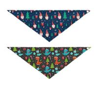 Grckit Dog Bandanas with Snap Button, Soft Breathable Cartoon Christmas Gnomes Cartoon Christmas Dinosaur Pet Scarf for Small Medium Large Dogs & Cats, 30" Washable Dog Bibs Kerchief Accessories