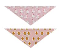 Grckit Dog Bandanas with Snap Button, Soft Breathable Cartoon Goose Pink Cartoon Gingerbread Man Pet Scarf for Small Medium Large Dogs & Cats, 20.2" Washable Puppy Bibs Kerchief Accessories