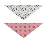 Grckit Dog Bandanas with Snap Button, Soft Breathable Cartoon Penguins Cartoon Gingerbread Man Pet Scarf for Small Medium Large Dogs & Cats, 20.2" Washable Puppy Bibs Kerchief Accessories