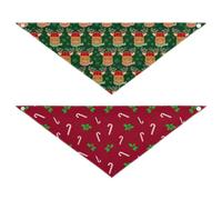 Grckit Dog Bandanas with Snap Button, Soft Breathable Cartoon Reindeer Candy Cane Pet Scarf for Small Medium Large Dogs & Cats, 25.1" Washable Dog Bibs Kerchief Accessories