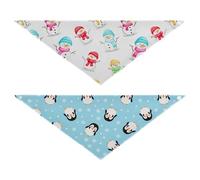 Grckit Dog Bandanas with Snap Button, Soft Breathable Cartoon Snowmen Cartoon Snowflake Penguin Pet Scarf for Small Medium Large Dogs & Cats, 20.2" Washable Puppy Bibs Kerchief Accessories