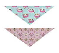 Grckit Dog Bandanas with Snap Button, Soft Breathable Cats Flamingo Floaties Cartoon Moths Pink Pet Scarf for Small Medium Large Dogs & Cats, 30" Washable Dog Bibs Kerchief Accessories