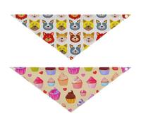 Grckit Dog Bandanas with Snap Button, Soft Breathable Colorful Dog Faces Colorful Cupcakes Pet Scarf for Small Medium Large Dogs & Cats, 20.2" Washable Puppy Bibs Kerchief Accessories