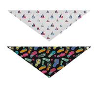 Grckit Dog Bandanas with Snap Button, Soft Breathable Colorful Sailboats White Colorful Flip-flops Pet Scarf for Small Medium Large Dogs & Cats, 20.2" Washable Puppy Bibs Kerchief Accessories