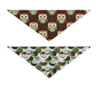 Grckit Dog Bandanas with Snap Button, Soft Breathable Cozy Night Owls Coconuts Leaves Light Pet Scarf for Small Medium Large Dogs & Cats, 25.1" Washable Dog Bibs Kerchief Accessories