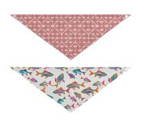 Grckit Dog Bandanas with Snap Button, Soft Breathable Cream Colored Bows Colorful Watercolor Fish Pet Scarf for Small Medium Large Dogs & Cats, 30" Washable Dog Bibs Kerchief Accessories