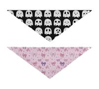 Grckit Dog Bandanas with Snap Button, Soft Breathable Cute Ghost Boo Cute Bow Tie Pet Scarf for Small Medium Large Dogs & Cats, 25.1" Washable Dog Bibs Kerchief Accessories