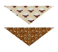 Grckit Dog Bandanas with Snap Button, Soft Breathable Cute Sheep Faces Cute Pugs Pattern Pet Scarf for Small Medium Large Dogs & Cats, 25.1" Washable Dog Bibs Kerchief Accessories