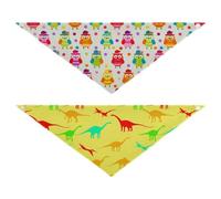 Grckit Dog Bandanas with Snap Button, Soft Breathable Dapper Birds Pattern Dino Silhouettes Pattern Pet Scarf for Small Medium Large Dogs & Cats, 25.1" Washable Dog Bibs Kerchief Accessories