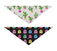 Grckit Dog Bandanas with Snap Button, Soft Breathable Desert Love Motif Cute Ghost Pattern Pet Scarf for Small Medium Large Dogs & Cats, 20.2" Washable Puppy Bibs Kerchief Accessories