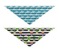 Grckit Dog Bandanas with Snap Button, Soft Breathable Dolphin Wave Pattern Desert Stripe Motif Pet Scarf for Small Medium Large Dogs & Cats, 20.2" Washable Puppy Bibs Kerchief Accessories