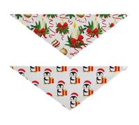 Grckit Dog Bandanas with Snap Button, Soft Breathable Festive Christmas Pattern Gift Penguin Pet Scarf for Small Medium Large Dogs & Cats, 20.2" Washable Puppy Bibs Kerchief Accessories