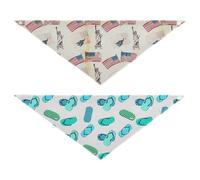 Grckit Dog Bandanas with Snap Button, Soft Breathable Flag Icons Pattern Blue Flip-flops Pet Scarf for Small Medium Large Dogs & Cats, 20.2" Washable Puppy Bibs Kerchief Accessories