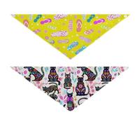 Grckit Dog Bandanas with Snap Button, Soft Breathable Flip-flops Polka Dots Dark Animal Silhouettes Pet Scarf for Small Medium Large Dogs & Cats, 20.2" Washable Puppy Bibs Kerchief Accessories