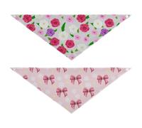 Grckit Dog Bandanas with Snap Button, Soft Breathable Floral Pastel Pattern Frosted Pink Bows Pet Scarf for Small Medium Large Dogs & Cats, 25.1" Washable Dog Bibs Kerchief Accessories