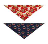 Grckit Dog Bandanas with Snap Button, Soft Breathable Gingerbread Man Christmas Wreath Pet Scarf for Small Medium Large Dogs & Cats, 25.1" Washable Dog Bibs Kerchief Accessories