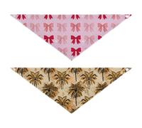 Grckit Dog Bandanas with Snap Button, Soft Breathable Glam Bow Motif Desert Palm Motif Pet Scarf for Small Medium Large Dogs & Cats, 30" Washable Dog Bibs Kerchief Accessories