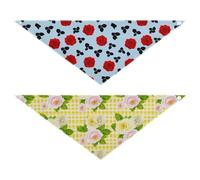 Grckit Dog Bandanas with Snap Button, Soft Breathable Gothic Rose Floral Floral Gingham Pattern Pet Scarf for Small Medium Large Dogs & Cats, 25.1" Washable Dog Bibs Kerchief Accessories