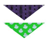 Grckit Dog Bandanas with Snap Button, Soft Breathable Halloween Animal Happy Ghost Pattern Pet Scarf for Small Medium Large Dogs & Cats, 25.1" Washable Dog Bibs Kerchief Accessories