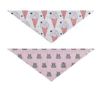 Grckit Dog Bandanas with Snap Button, Soft Breathable Ice Cream Stars Red Hippos Checkered Pink Pet Scarf for Small Medium Large Dogs & Cats, 20.2" Washable Puppy Bibs Kerchief Accessories