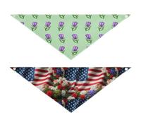 Grckit Dog Bandanas with Snap Button, Soft Breathable Lavender Tulip Flow Independence Day Pet Scarf for Small Medium Large Dogs & Cats, 25.1" Washable Dog Bibs Kerchief Accessories