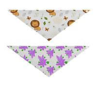 Grckit Dog Bandanas with Snap Button, Soft Breathable Lion Butterfly Lilac Floral Pattern Pet Scarf for Small Medium Large Dogs & Cats, 30" Washable Dog Bibs Kerchief Accessories